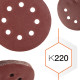 Tarcza szlifierska na rzep Polax z 8 otworami K220, 10 sztuk (54-220)