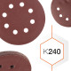 Tarcza szlifierska na rzep Polax z 8 otworami K240, 10 sztuk (54-221)
