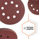 Tarcza szlifierska na rzep Polax z 8 otworami K320, 10 sztuk (54-222)
