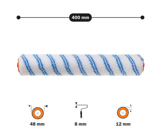 Wałek malarski "Nylon" 8х48х400 mm  (02-025)