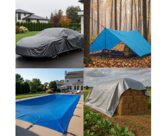 Plandeka 45g/m² Niebieski 6 x 10m z oczkami, laminowana dwustronnie Polax (70-103)