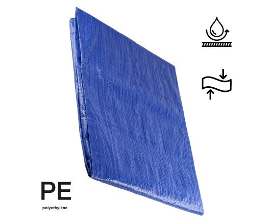 Plandeka 45g/m² Niebieski 6 x 10m z oczkami, laminowana dwustronnie Polax (70-103)