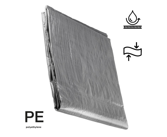 Plandeka 80g/m² Srebrny/Czarny 4 x 5m z oczkami, laminowana dwustronnie Polax (70-109)