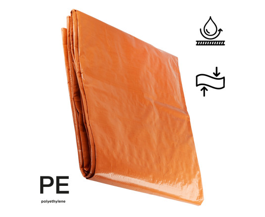 Tarpaulin 110g/m² Orange/Black 3 x 4m with eyelets, double-sided laminated Polax (70-118)