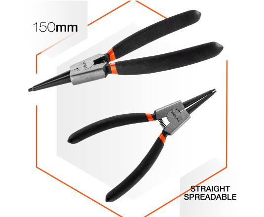 Ściągacz pierścieni zabezpieczających Polax prosty, rozpiętość 150 mm (35-034)