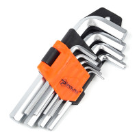 Zestaw kluczy imbusowych 9 sztuk, 1,5-10 mm, Cr-V (25-005)