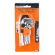 Zestaw kluczy imbusowych 9 sztuk, 1,5-10 mm, Cr-V (25-005)