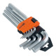 Zestaw wydłużonych kluczy imbusowych, 9 sztuk, 1,5-10 mm, Cr-V (25-006)