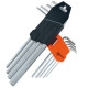 Zestaw wydłużonych kluczy imbusowych, 9 sztuk, 1,5-10 mm, Cr-V (25-006)