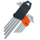 Zestaw wydłużonych kluczy imbusowych TORX, 9 szt., Cr-V (25-008)
