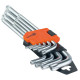 Zestaw wydłużonych kluczy imbusowych TORX, 9 szt., Cr-V (25-008)
